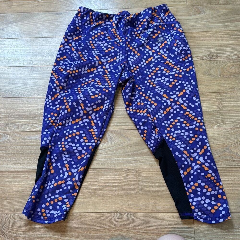 Skechers Women's‎ Sports Leggings Capris Purple Polka Dots Size Medium